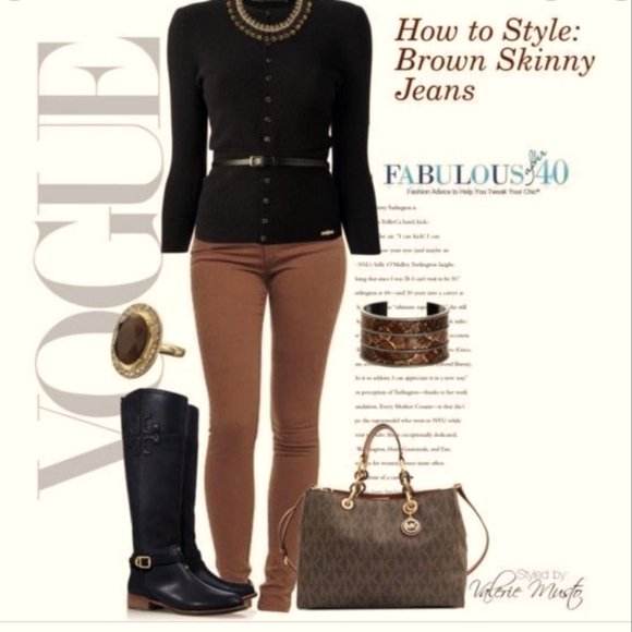 One5One Brown Legging Bead Cropped Pants Brown 151 - Picture 11 of 11